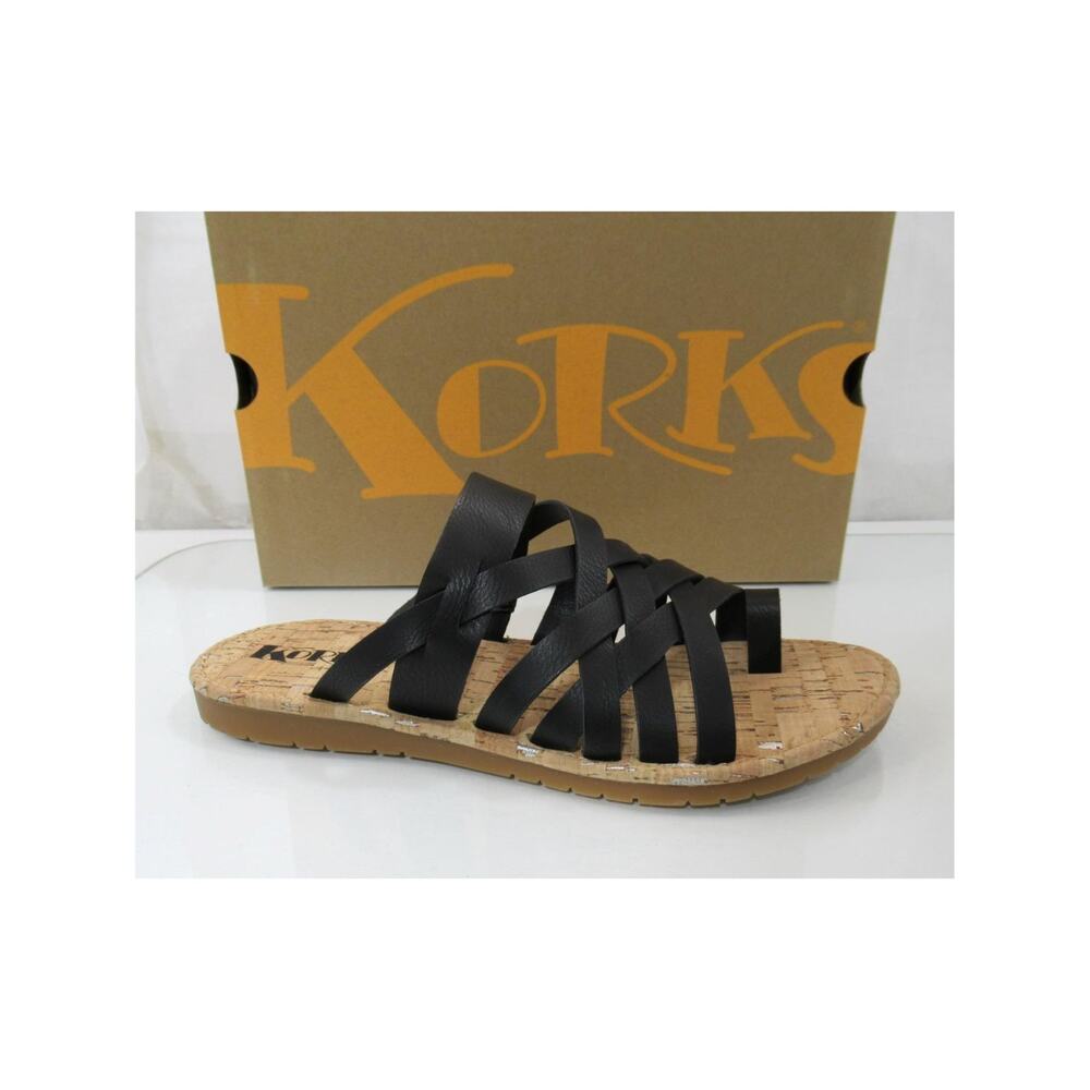 Women's Shoes Korks Scout Strappy Flat Sandals Comfort Black Size 9